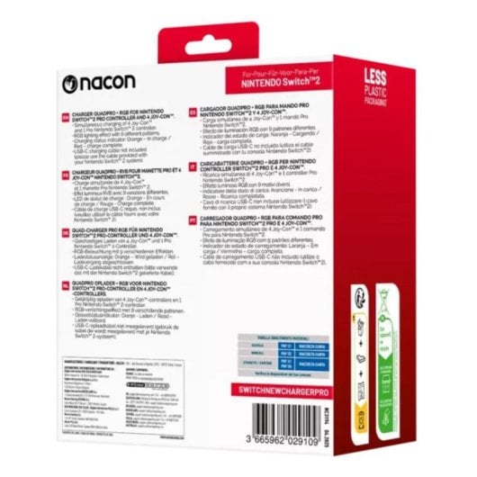 NACON SWITCHNEWCHARGERPRO Support de recharge Nintendo Switch 2 Noir/Rouge