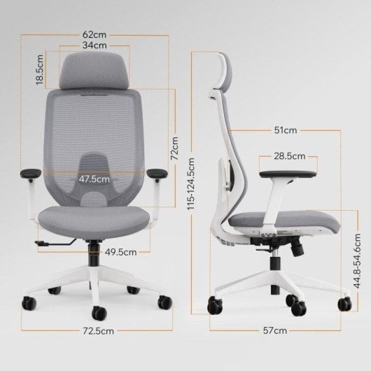Silla de Oficina Ergonómica Sense7 Nakai Ajustable Reposabrazos 3D Blanco