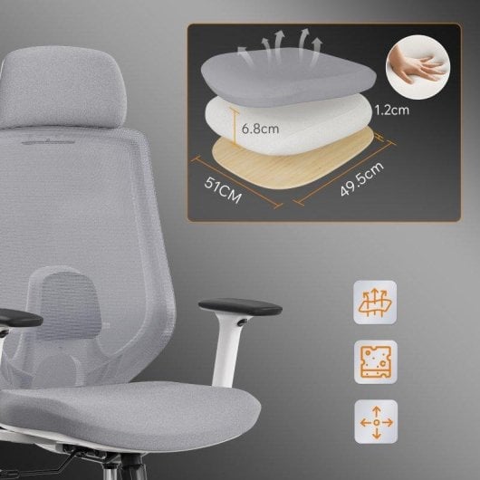 Silla de Oficina Ergonómica Sense7 Nakai Ajustable Reposabrazos 3D Blanco
