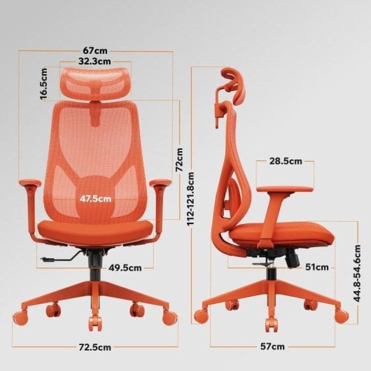 Sense7 Moyo Silla de Oficina Ergonómica Ajustable Naranja