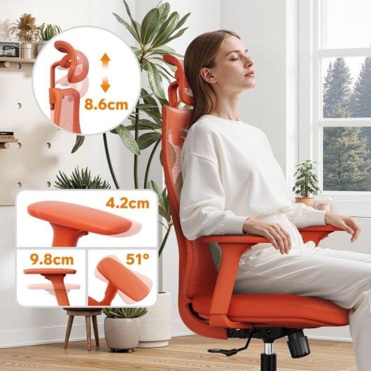 Sense7 Moyo Silla de Oficina Ergonómica Ajustable Naranja