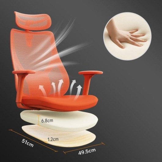 Sense7 Moyo Silla de Oficina Ergonómica Ajustable Naranja