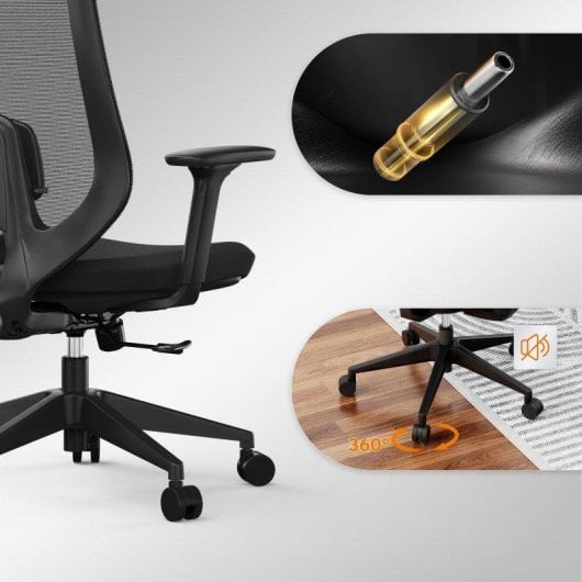 Silla de Oficina Ergonómica Sense7 Nakai Negra, Reclinable, 3D, Soporte Lumbar y Respaldo de Malla