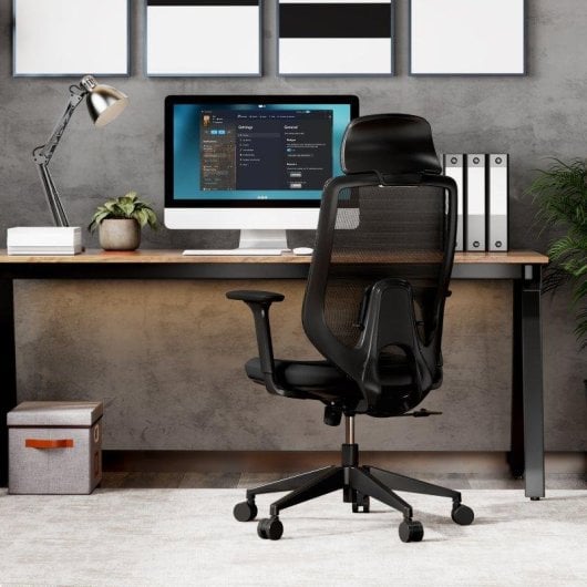Silla de Oficina Ergonómica Sense7 Nakai Negra, Reclinable, 3D, Soporte Lumbar y Respaldo de Malla