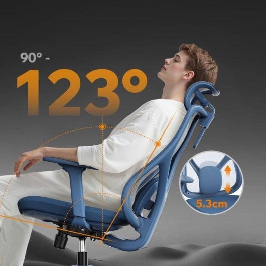 Sense7 Moyo Silla Oficina Ergonómica Ajustable Azul Malla