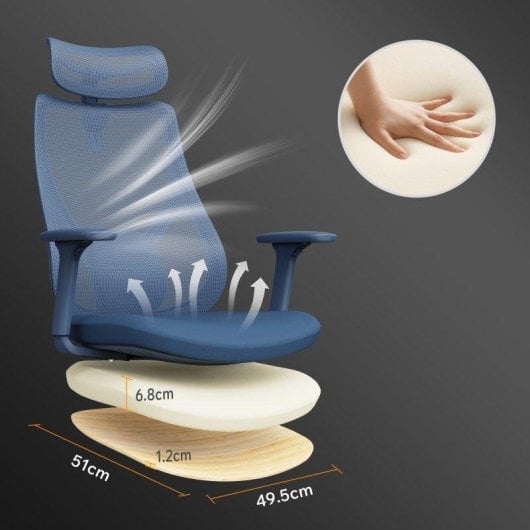 Sense7 Moyo Silla Oficina Ergonómica Ajustable Azul Malla