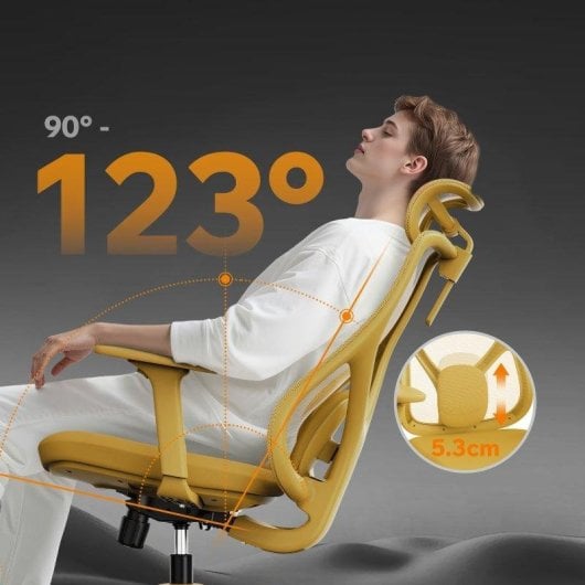Silla de Oficina Ergonómica Sense7 Moyo Amarillo Ajustable 3D 150 kg