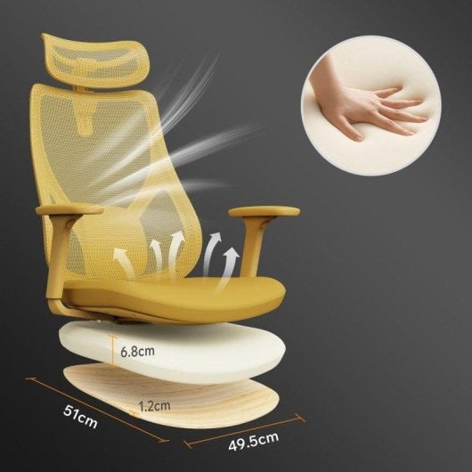 Silla de Oficina Ergonómica Sense7 Moyo Amarillo Ajustable 3D 150 kg