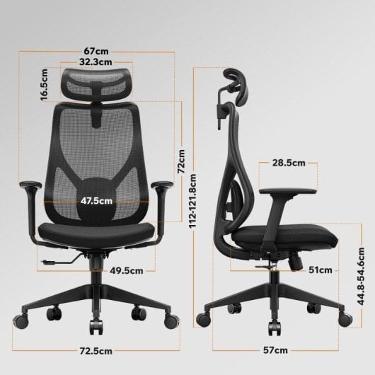 Silla de Oficina Ergonómica Sense7 Moyo, Reclinable, Negro