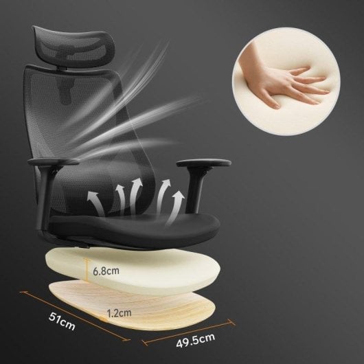 Silla de Oficina Ergonómica Sense7 Moyo, Reclinable, Negro