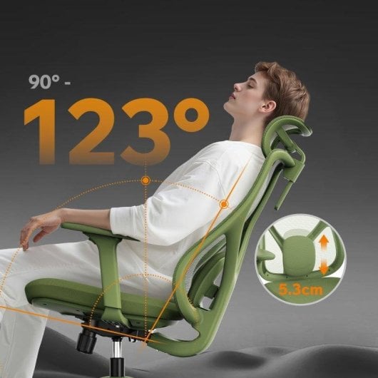Silla de oficina ergonómica Sense7 Moyo Verde, ajuste 3D, malla transpirable, hasta 150 kg