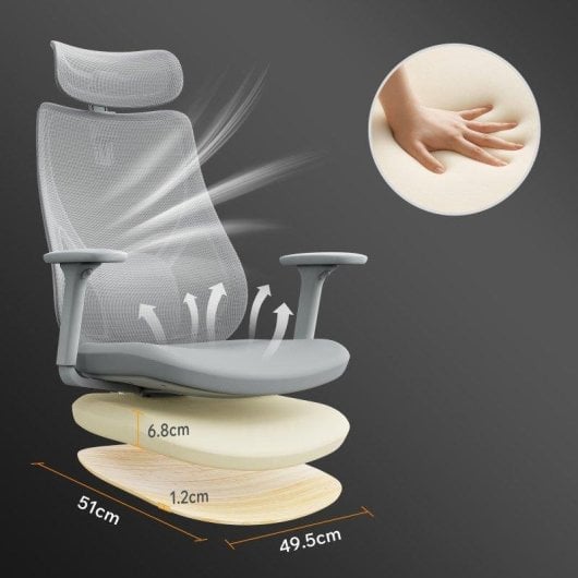 Sense7 Moyo Silla de Oficina Ergonómica Ajustable Gris