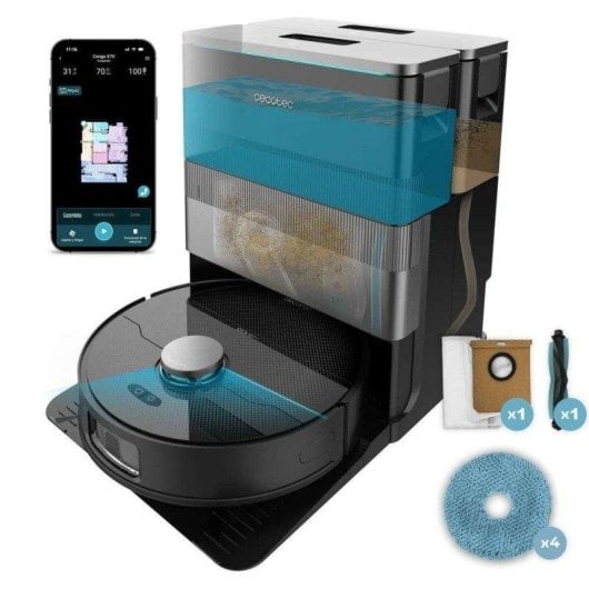Aspirador Robô com Mopa Cecotec Conga X100 X-treme Navegação IA 20.000Pa Com IA