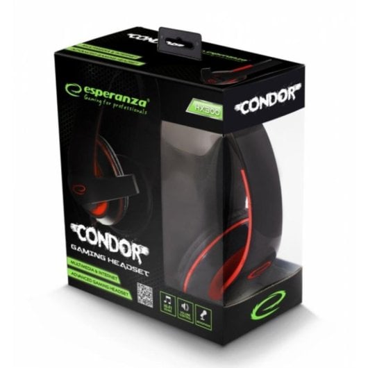 Kopfhörer Esperanza EGH300R kabelgebunden Gaming Stereo Headset Schwarz Rot