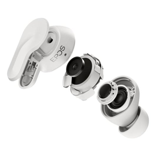 Casque Epos ADAPT E1 True Wireless Bluetooth avec réduction de bruit hybride pour usage professionnel, blanc
