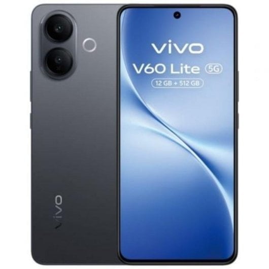 Vivo V60 Lite 12 Go 512 Go 6,77" AMOLED 120Hz 5G Double SIM Caméra Sony 50 MP Batterie 6500mAh 90W IP65 Android 15 Noir
