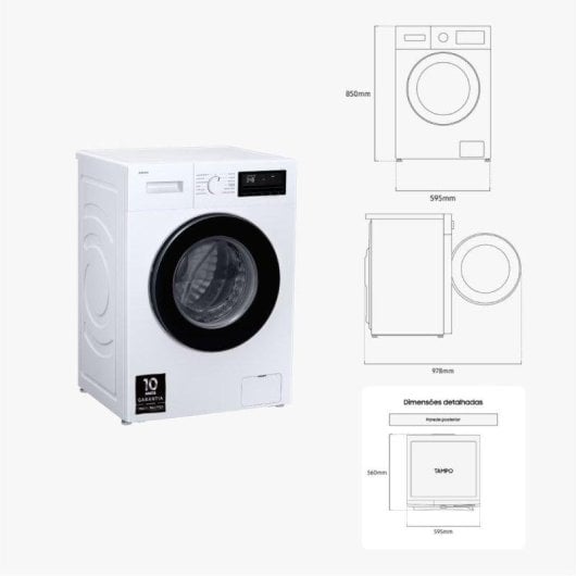 Máquina de Lavar Roupa Samsung WW80FG3M05AW 8 kg 1400 rpm A Branca Higienização Vapor