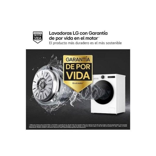 Lavadora LG F4X7513TWS Carga Frontal 13 kg 1400 rpm A Blanca WiFi IA Autodosificación