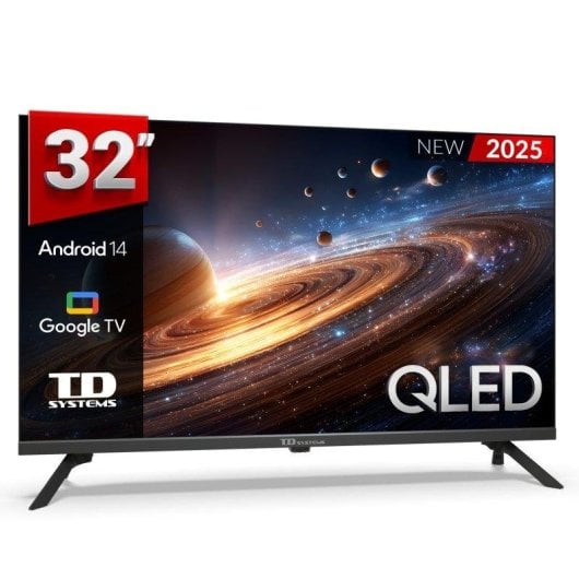 TV TD Systems QLED M32K21GLQ 32" HD Smart TV Google Assistant Chromecast