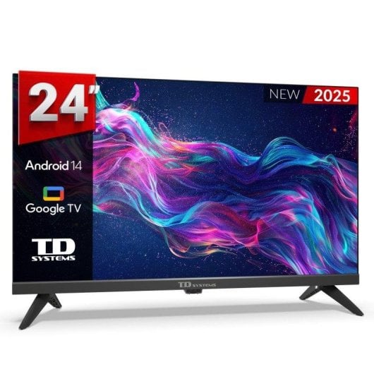 TV TD SYSTEMS LED M24K21GLE 24" HD Google TV Chromecast Asistente Voz