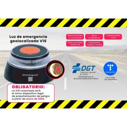 Baliza Trendygood V16IoT TG24087 V16 Homologada DGT Geolocalizada Magnetica Negra