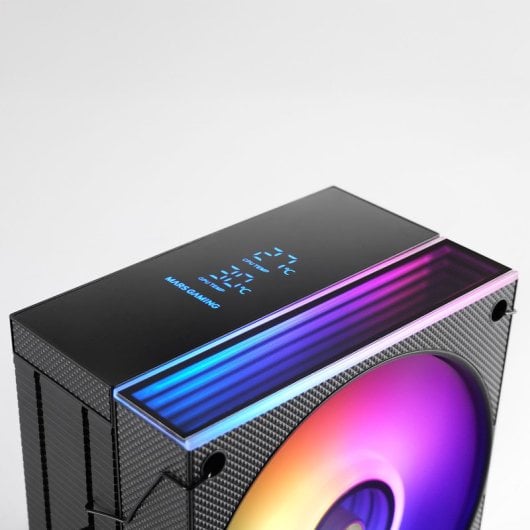 Dissipateur thermique pour processeur Mars Gaming Mcpu-lcd, 300 W TDP, 6 caloducs, ventilateur ARGB, écran LCD 120 mm, noir