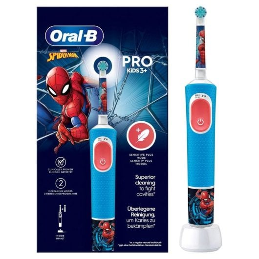 Oral-B Pro Kids Spiderman Elektrische Zahnbürste Kinder, 1 Ersatzbürste, Aufladbar, 2 Modi, Disney Magic Timer kompatibel