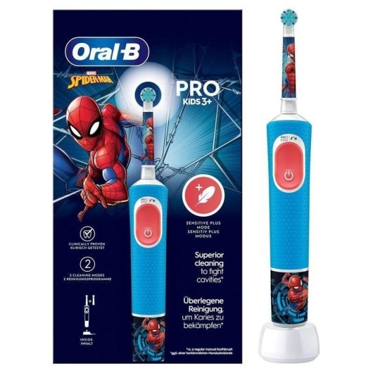 Escova de Dentes Elétrica Criança Oral-B Pro Kids Spiderman 2 Modos Temporizador
