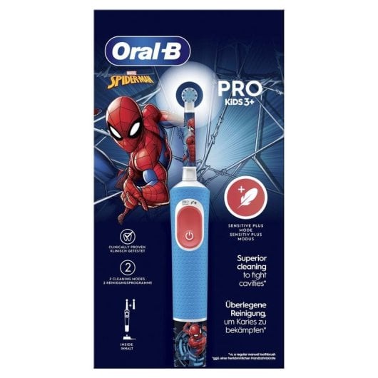 Oral-B Pro Kids Spiderman Elektrische Zahnbürste Kinder, 1 Ersatzbürste, Aufladbar, 2 Modi, Disney Magic Timer kompatibel