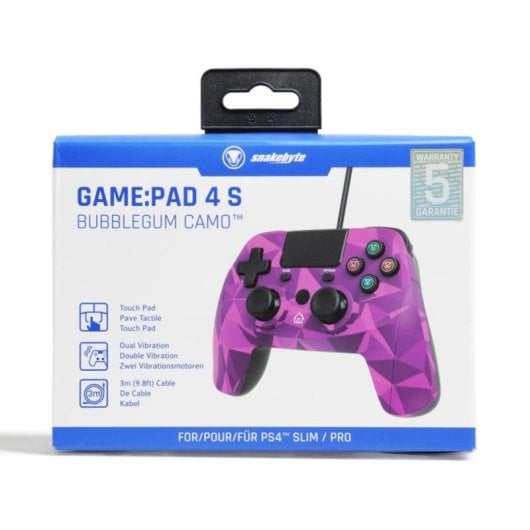 Mando Snakebyte GAME:PAD 4S Alámbrico para PS4 y PS3 Rosa Camo