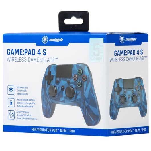 Controller wireless/cablato Snakebyte GAME:PAD 4S per PS4 e PS3 Blue Camo