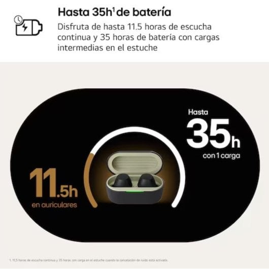 Auriculares LG Xboom Buds Lite inalámbricos Bluetooth con Cancelación de Ruido, hasta 35h, grafeno y resistentes al agua