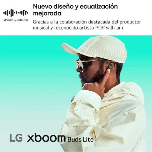 Auriculares LG Xboom Buds Lite inalámbricos Bluetooth con Cancelación de Ruido, hasta 35h, grafeno y resistentes al agua