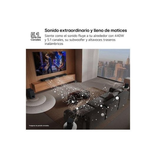 Barra de sonido LG S60TR Bluetooth 440 W Subwoofer Altavoces traseros Dolby Digital