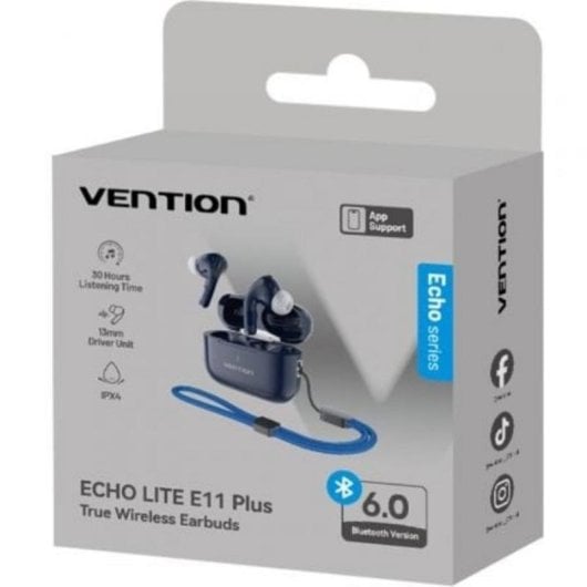 Auricolari Vention Echo Lite E11 Plus wireless Bluetooth con custodia di ricarica blu