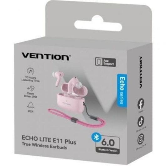Auricolari Vention Echo Lite E11 Plus wireless Bluetooth autonomia 30 ore rosa