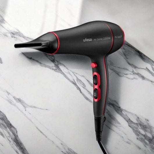Professioneller Föhn Ufesa Air Sonic 2200W 3 Temperaturstufen 2 Geschwindigkeiten Diffusor Schwarz