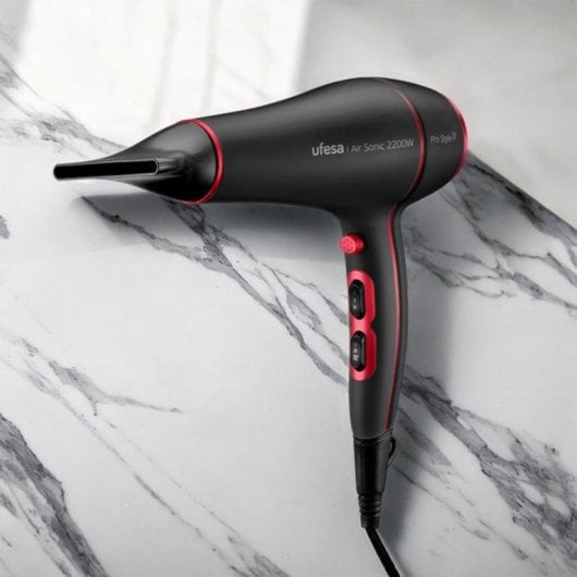 Professioneller Föhn Ufesa Air Sonic 2200W 3 Temperaturstufen 2 Geschwindigkeiten Diffusor Schwarz