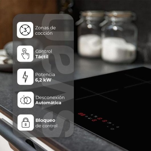 Piano a Induzione Svan SI3602B 3 Zone 50 cm Integrato Nero