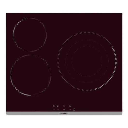 Placa vitrocerámica Brandt BPV6322B 3 zonas 58 cm control táctil negra