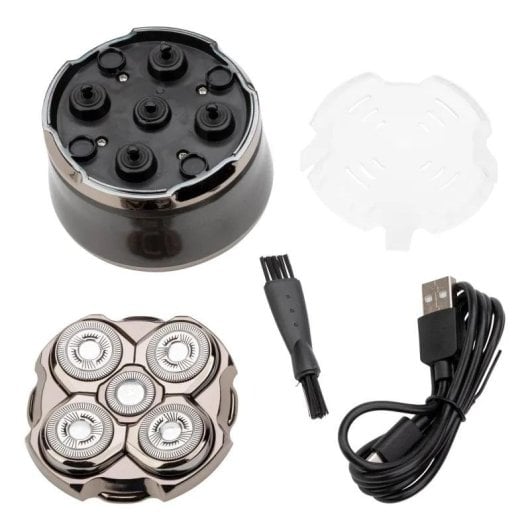 Afeitadora Eléctrica Jata JBMA1444 en Húmedo y Seco, 5 Cabezales, Pantalla LED, Batería 1200 mAh, Cromo