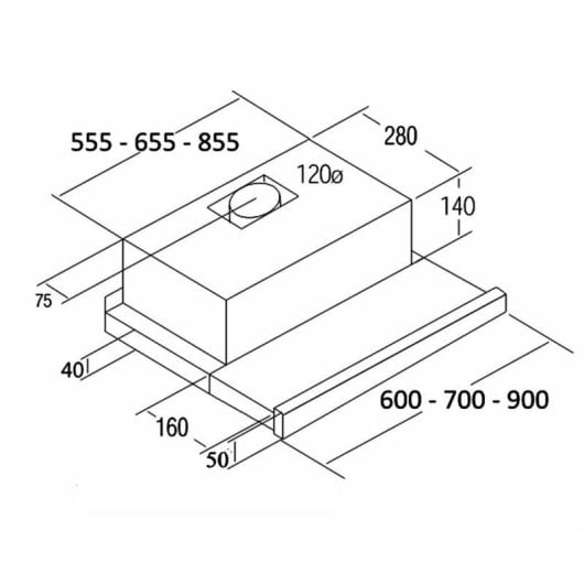 Campana extractora Cata TF 2003 GWH Canalizado 60cm superficie extraíble