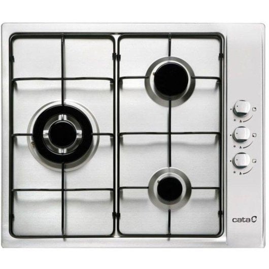 Placa de gas Cata GIB 6021 X 3 zonas 58 cm Acero inoxidable
