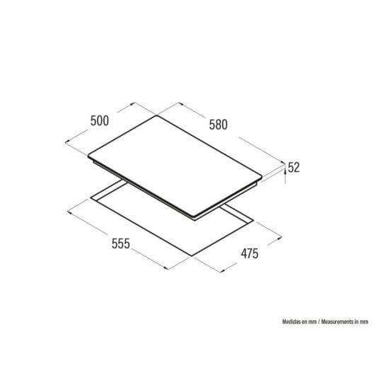 Placa de gas Cata GIB 6021 X 3 zonas 58 cm Acero inoxidable