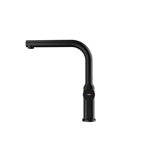 Teka Oval 938, Ausziehbarer L-Auslauf, Schwarz, Einhebelmischer, 3/8" Anschluss