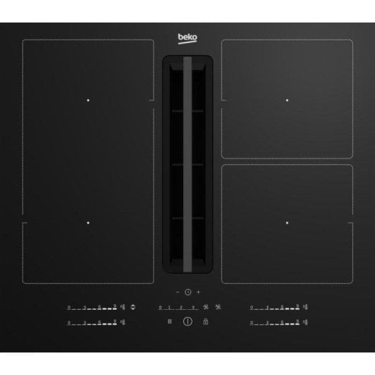 Placa de inducción Beko HIXI 64700 UF con campana integrada, 60 cm, 4 zonas, control táctil