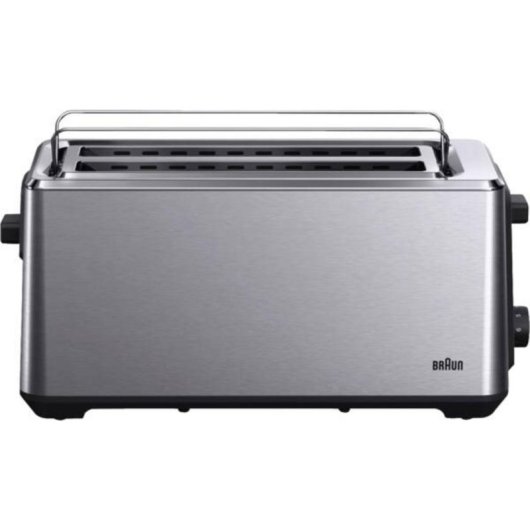 Broodrooster Braun HT 5220 BK 2 lange sleuven 1470 W ontdooien opwarmen kruimellade zwart en roestvrij staal