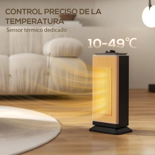 Homcom Aquecedor Cerâmico 2000w Com 3 Modos e Proteção Térmica Preta