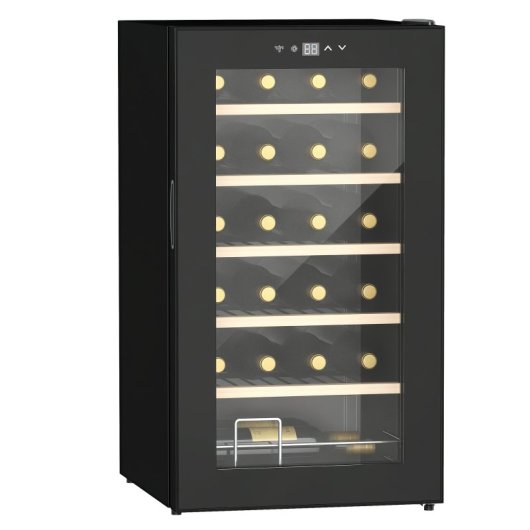 Homcom Nevera Vinos 24 Botellas 65l Con Luz Led Interior Pantalla Táctil Negro