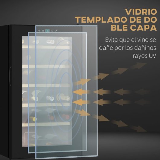 Homcom Nevera Vinos 24 Botellas 65l Con Luz Led Interior Pantalla Táctil Negro